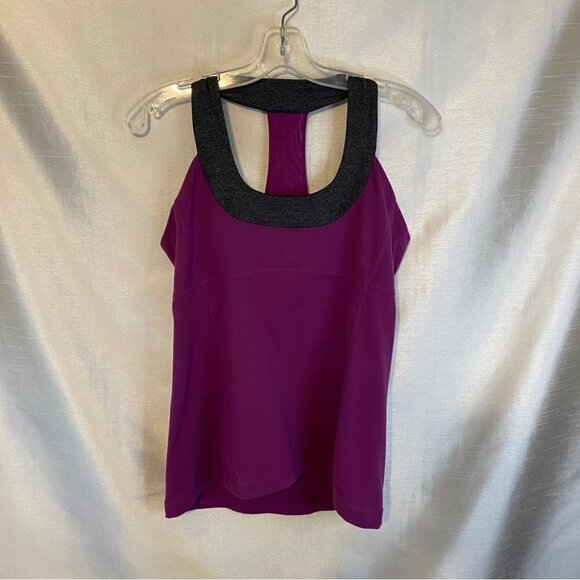 Lululemon Ladies Tank Size  10 Plum with Grey Heather trim - Picture 9 of 9